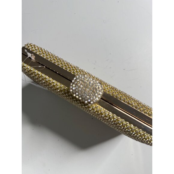 Gold Rhinestone Evening Clutch Bag With Chain Strap & Snap Closure Bella Collect - Picture 2 of 6